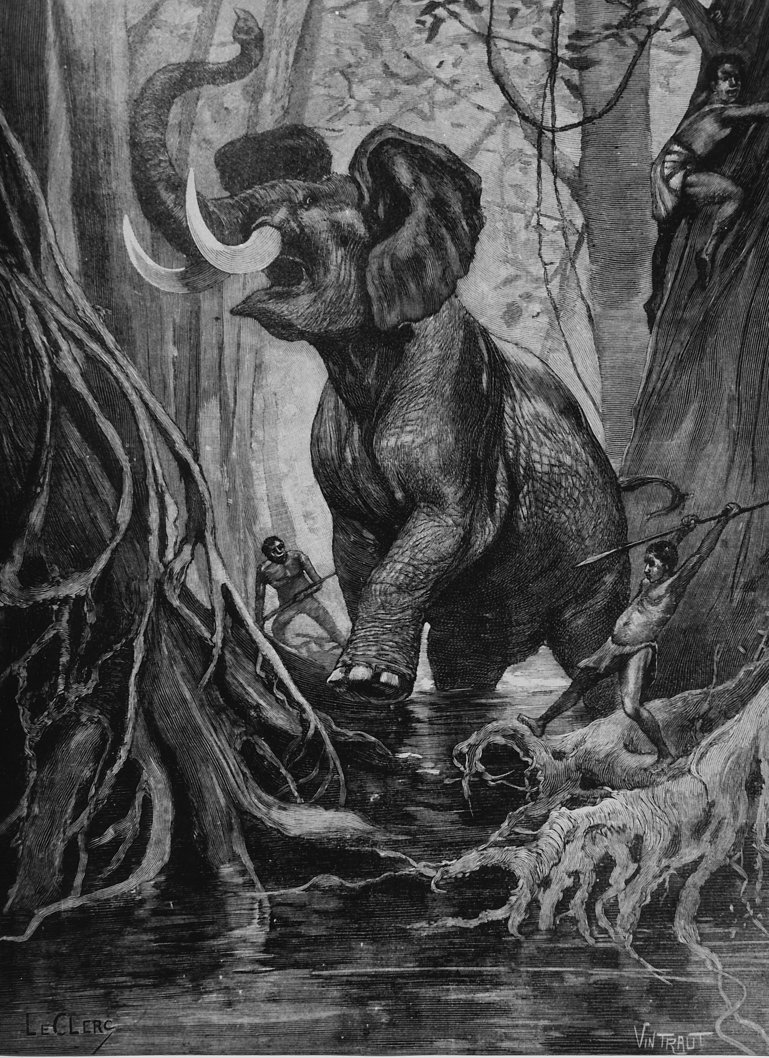 Chasse d'autrefois d'après des gravures du  XIX siècle cicra 1960