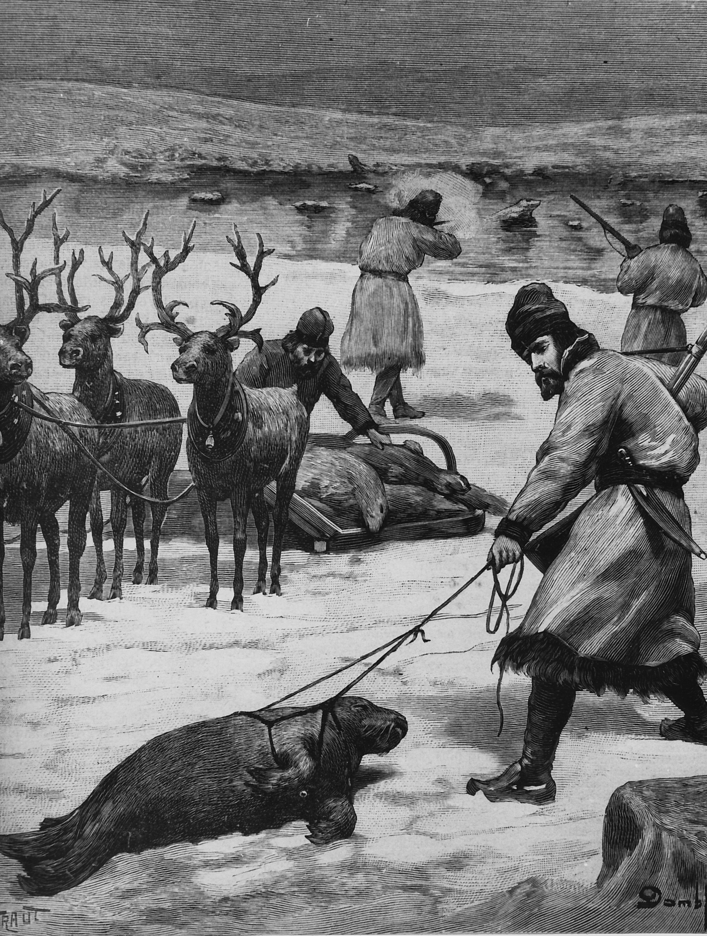 Chasse d'autrefois d'après des gravures du  XIX siècle cicra 1960