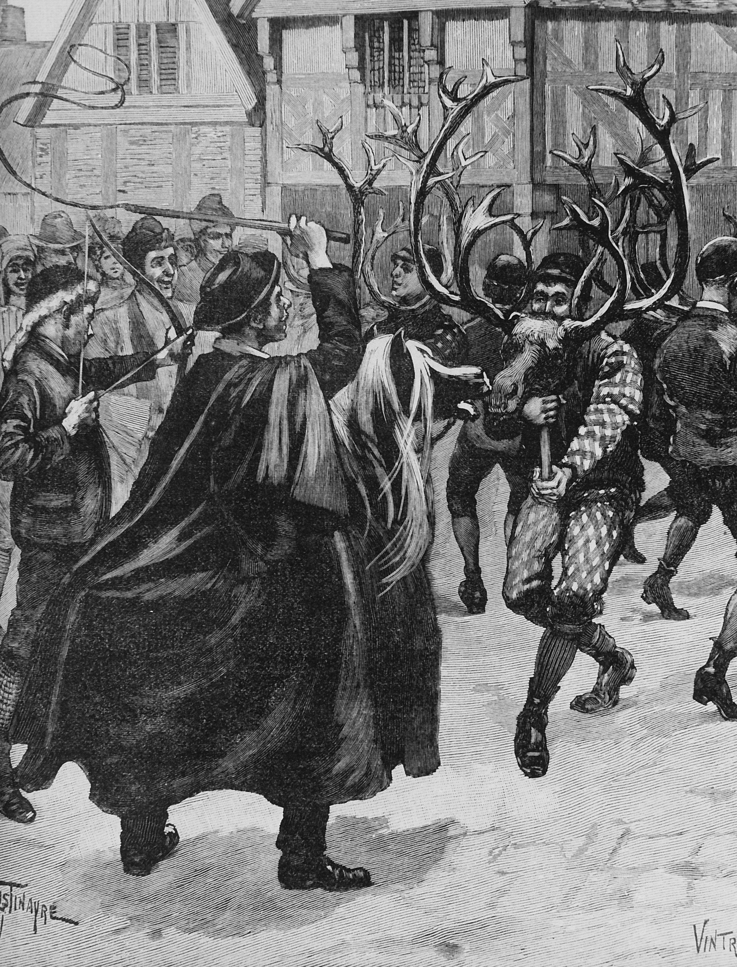 Chasse d'autrefois d'après des gravures du  XIX siècle cicra 1960